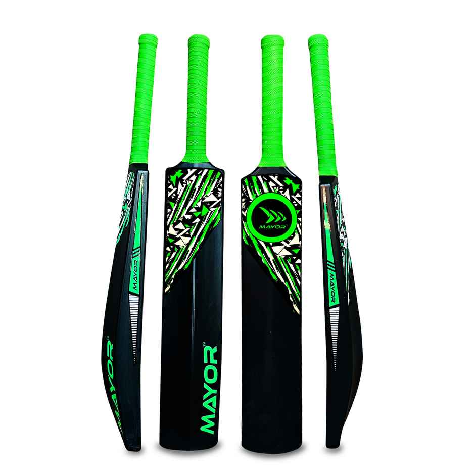 Mayor Blaster Cricket Bat for Kids & Adults| Practice Bat | PVC-Plastic Cricket Bat | Black-Green