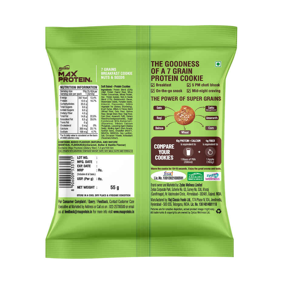 Ritebite Max Protein Cookie Nuts & Seeds, No Maida Multigrain Premium Biscuit Cookies