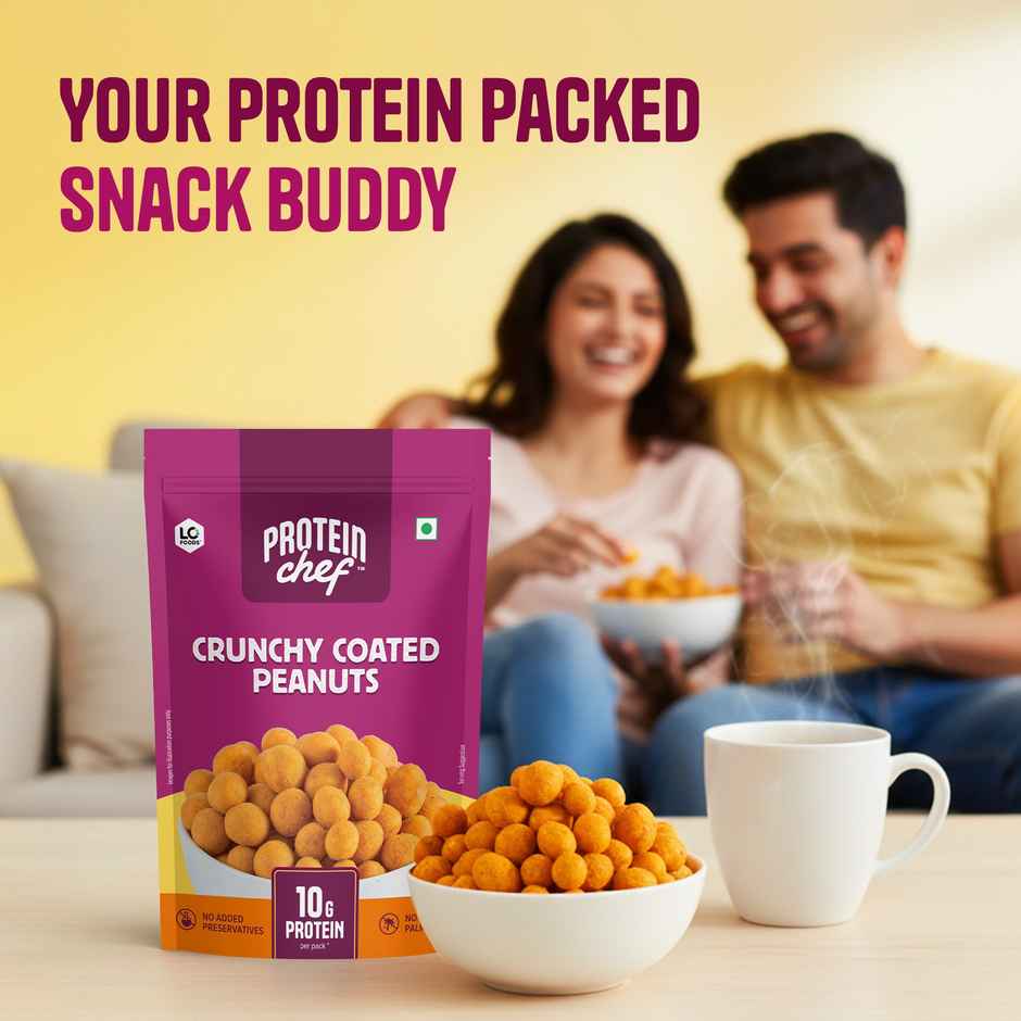 Protein Chef Baked Coated Peanuts | No Palm Oil Masala Roasted 20g Protein Healthy Snacks