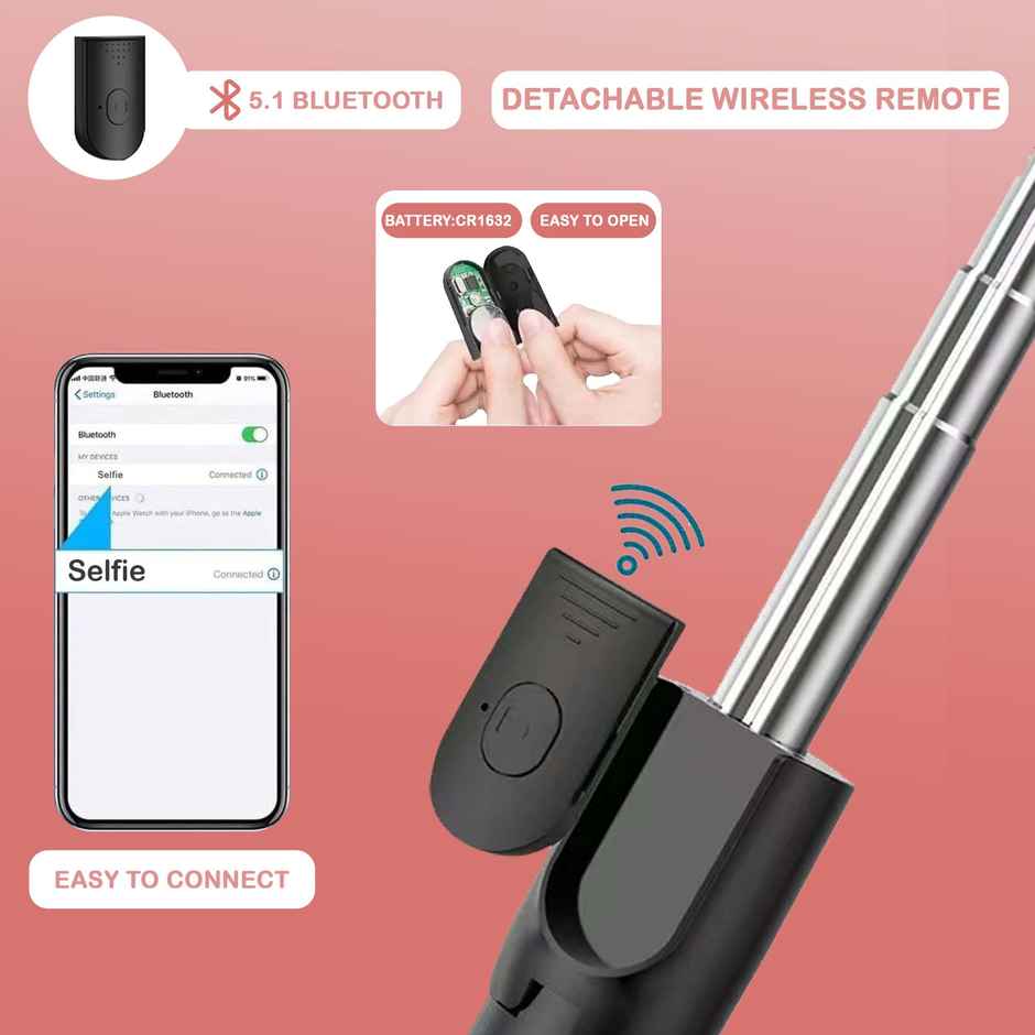 Kratos 2026 Selfie Stick Tripod with LED Light 3 in 1 for Makeup Selfie Vlogging Smartphones
