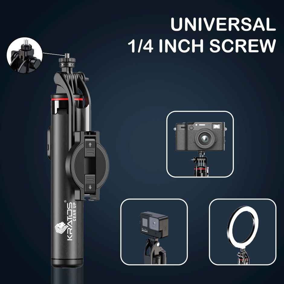 K7 Magnetic Bluetooth Selfie Stick Tripod | Compatible with Smartphones, GoPro, Ring Light | Black