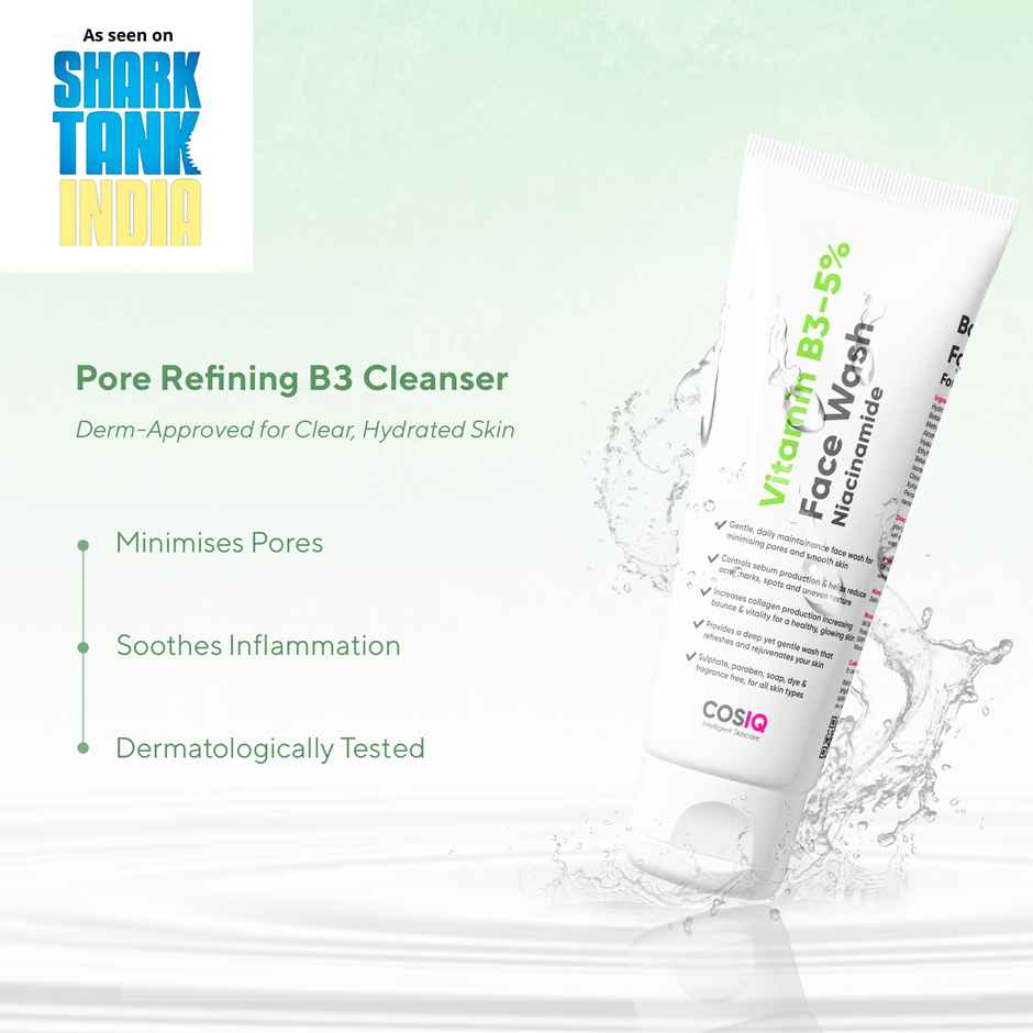 CosIQ 5% Niacinamide Daily Gentle Face Wash | Fades Dark Spots & Breakout | Dermatologically Tested