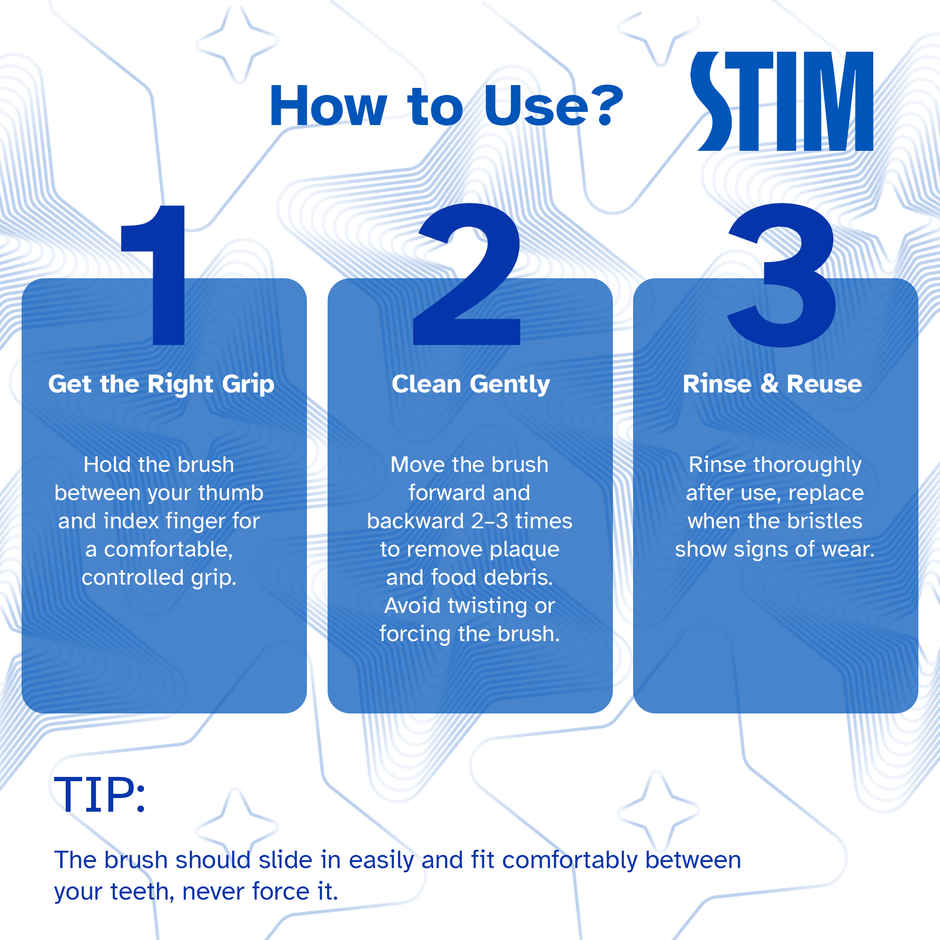 STIM Interdental Angular proxa brush ISO 2 3s For Tight Gaps Easy Cleaning Between Teeth