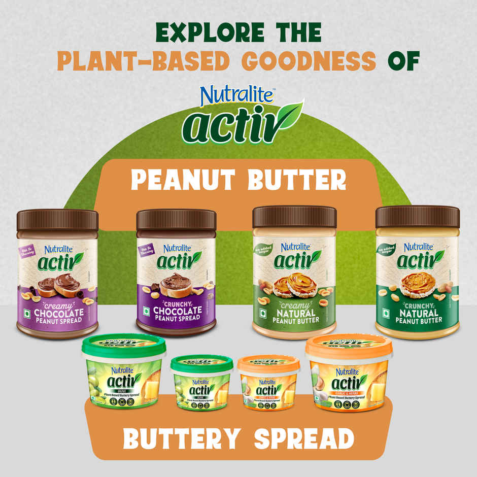 Nutralite Activ Peanut Butter Plant Based Protein Source Natural Crunchy
