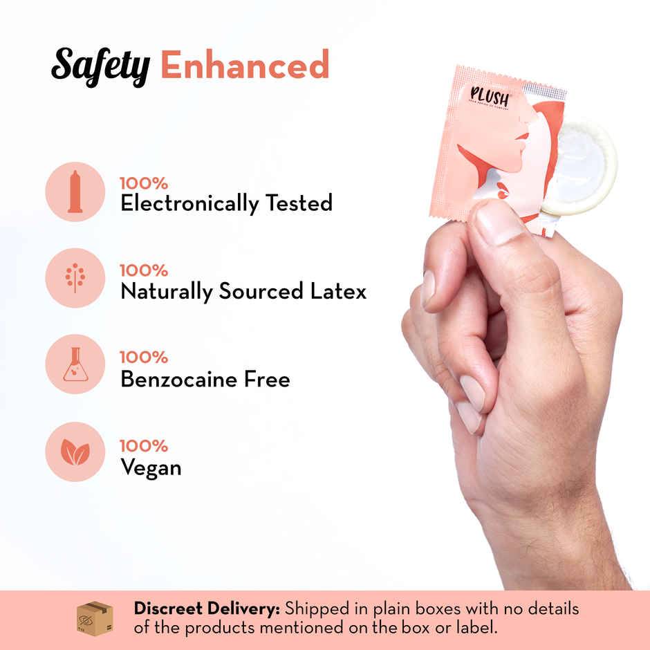 Plush Male Condom-Love Glove-Super Dotted | Designed For Women Pleasure(10pc) & Plush Phlic Lubricant - Strawberry Chill(50gms) Combo