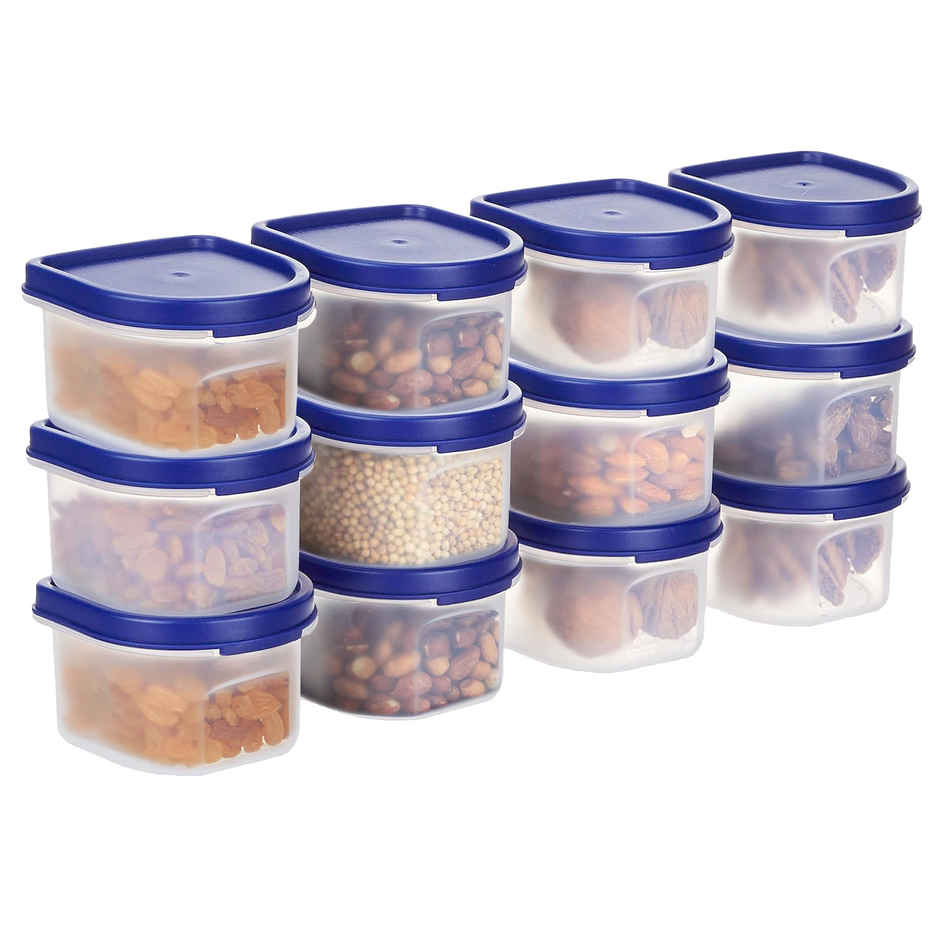 Cutting EDGE 250ml Plastic Mini Storage Containers |Modular | Set of 12 | Dark Blue | Microwave Safe