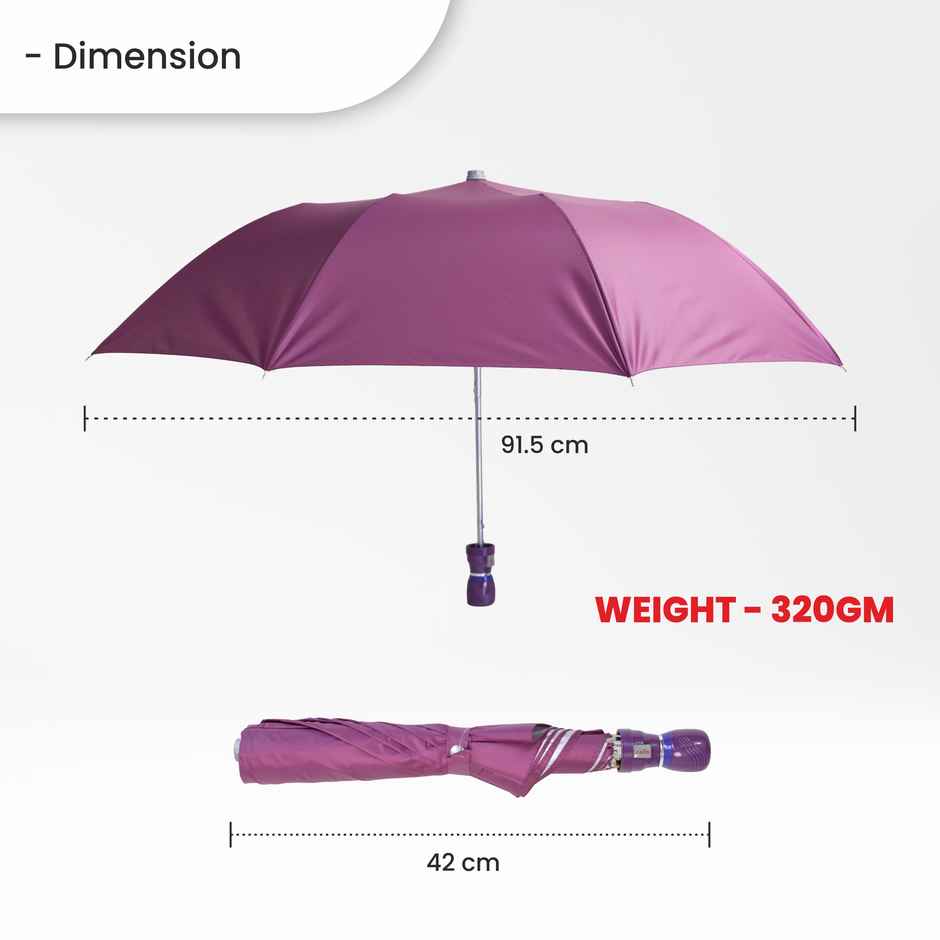 Cello Varsha 21 Inch 2 Fold Mix Mono Silver Umbrella | Maroon