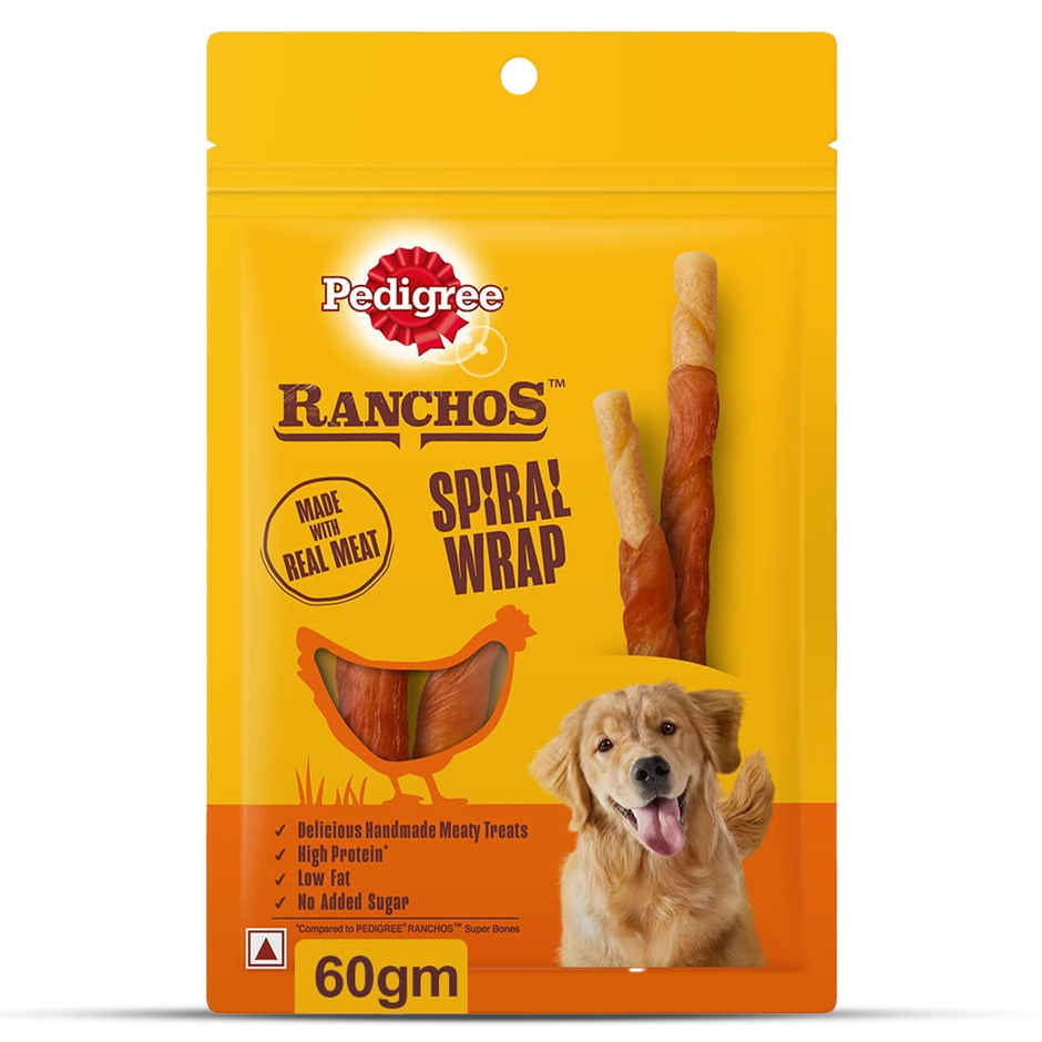Pedigree Ranchos Spiral Wrap 1+ Y | Dog Treats | Chicken & Smokey Lamb Flavour