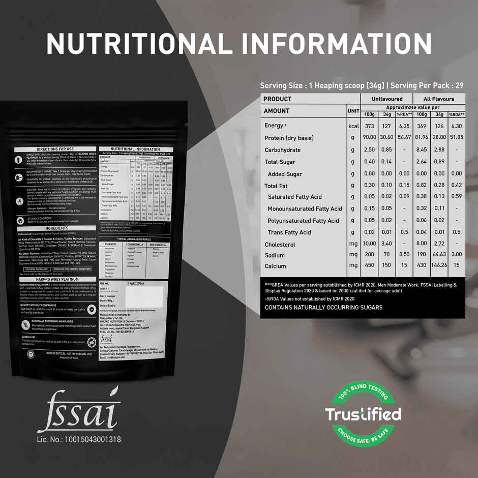 Nakpro Platinum Whey Protein Isolate |Trustified Certified | Chocolate & Cream