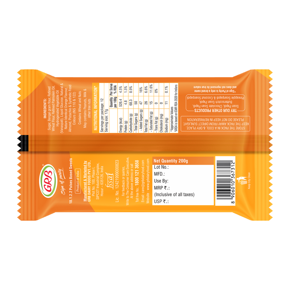 GRB Orange Soan Papdi | Traditional Indian Sweet