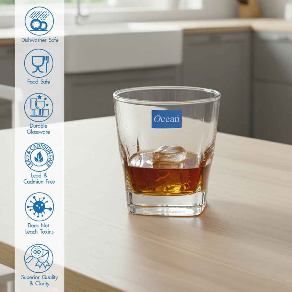 Ocean Plaza Whisky Glass Set | 295 ml | 6 pcs | Premium Glassware