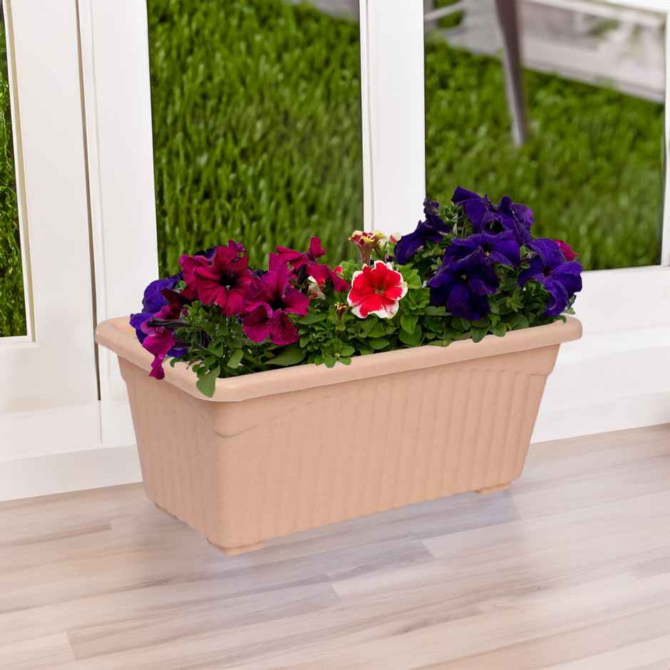 Kuber Industries Pack of 2 Flower Pots | Living Room-Office Planters | Marble Jupiter | Peach