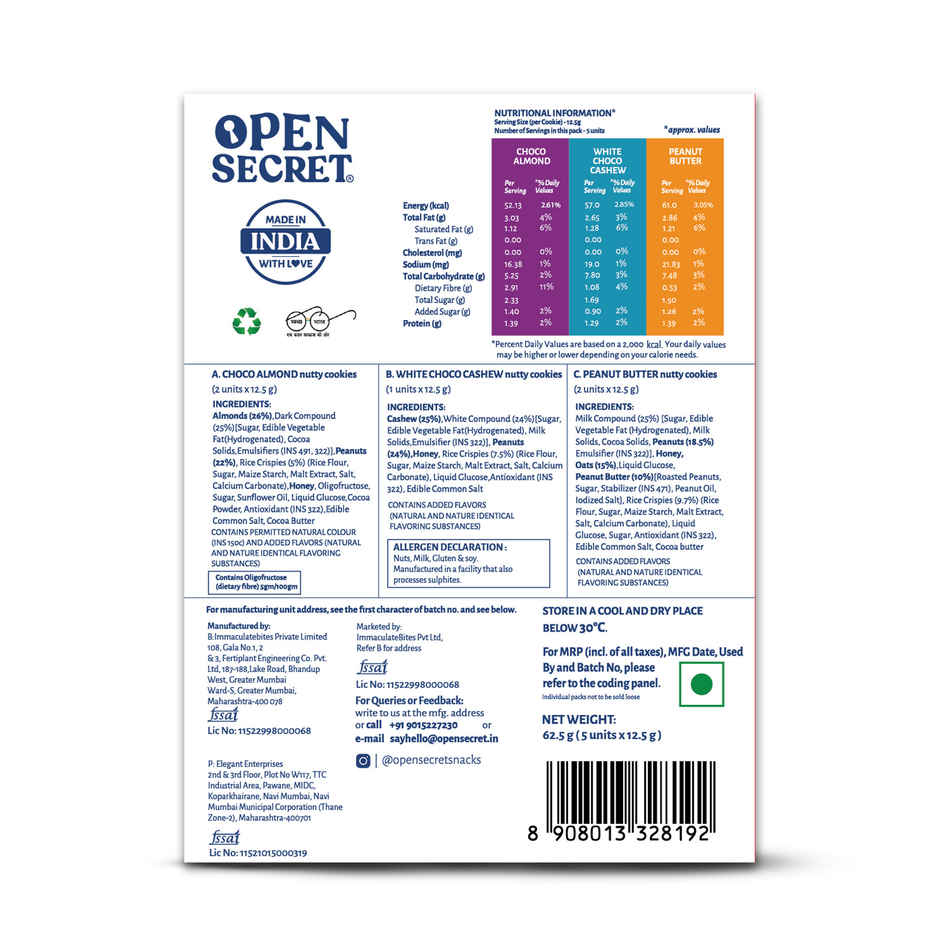 Open Secret Assorted Cookies Gift Pack | Zero Maida, High Protein, Healthy Snack