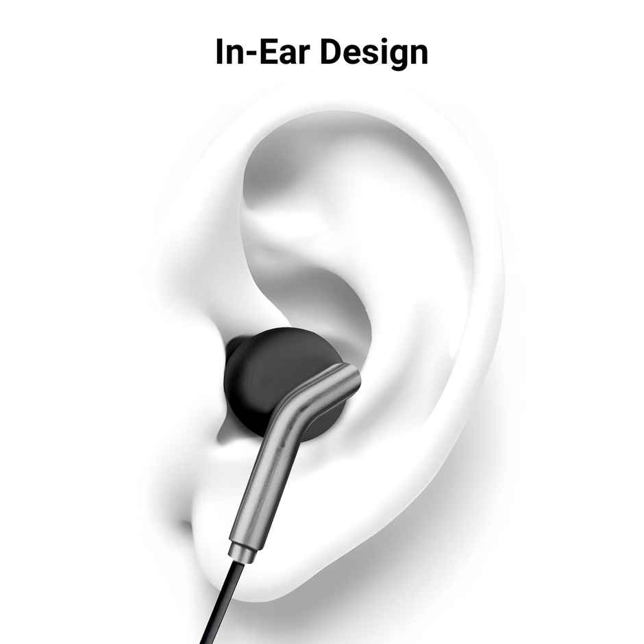 Zebronics Bro C Type C Wired Earphone, 1.2M Cable, Light Weight, In Ear Design | Black