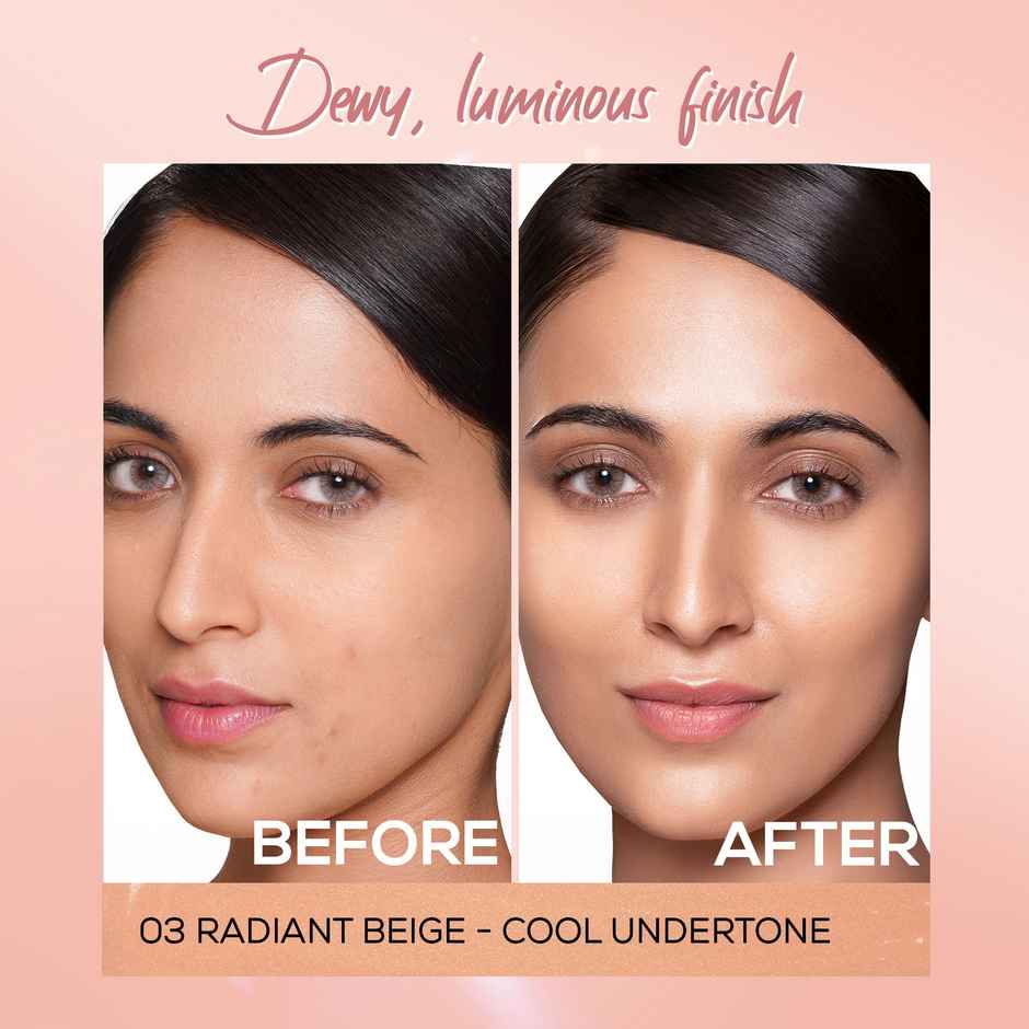 RENEE Lumi Glow Highlighting Liquid Foundation | Lightweight, Buildable, 3D Glow | 03 Radiant Beige