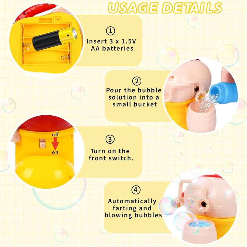 Kidology Bubble Maker Toy - Funny Music & Automatic Fart Bubble Blower Toy