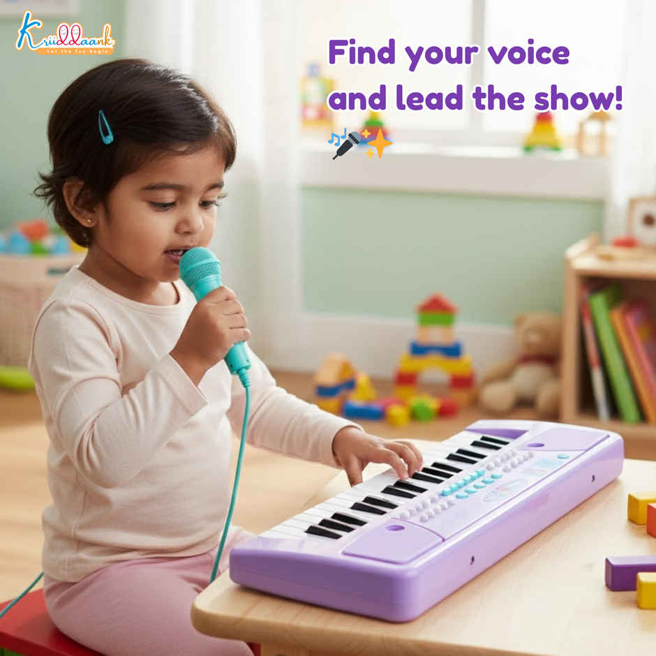 Kriiddaank Frozen Keyboard Piano 37 Keys Instrument Sounds, Microphone, Demo Light MusicToy