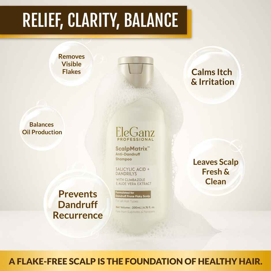 EleGanz Professional ScalpMatrix Anti-Dandruff Shampoo | Salicylic Acid + Dandrilys