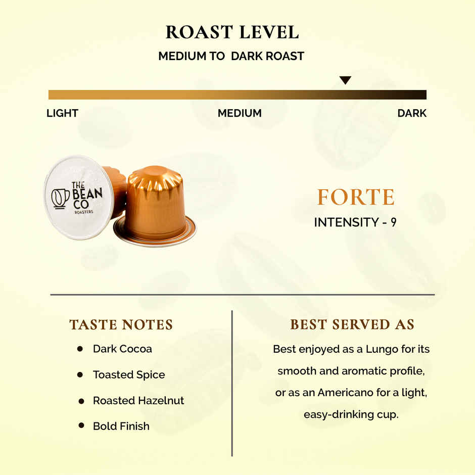 THE BEAN CO ROASTERS Forte Coffee Capsules | Medium-Dark Roast