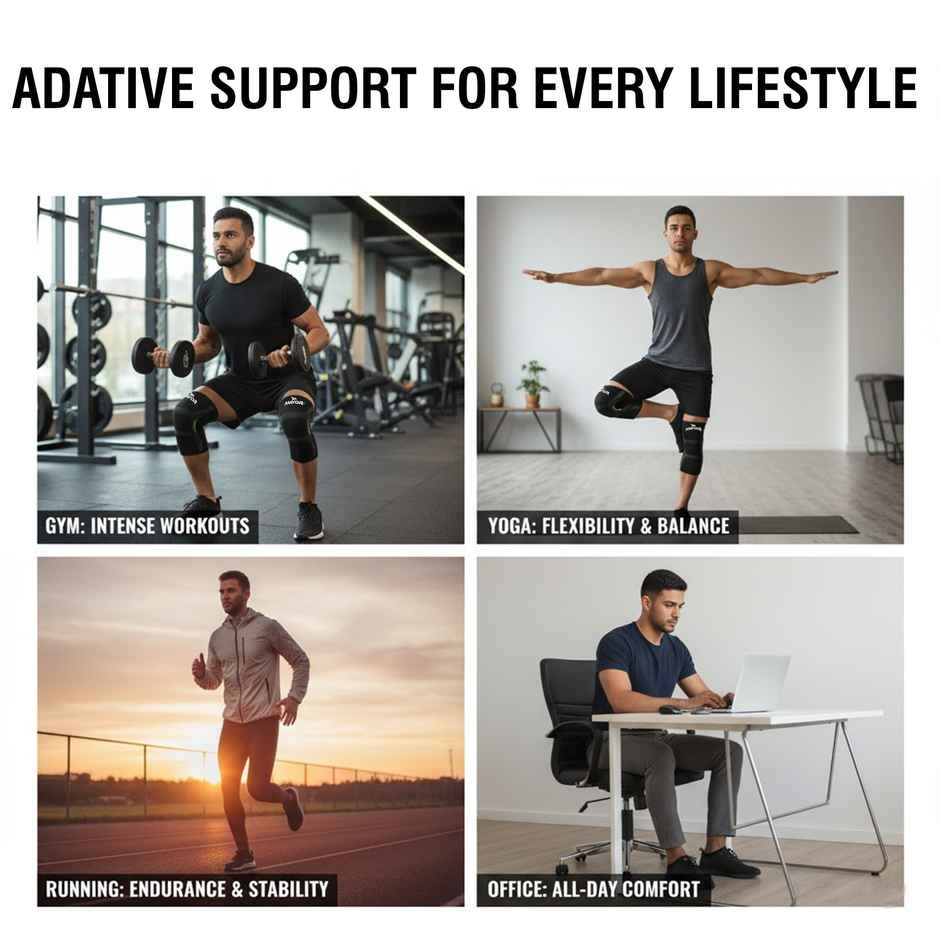 Mayor Active Knee Support | Pain Relief & Comfort for Gym, Running & Yoga Knee Support | Black