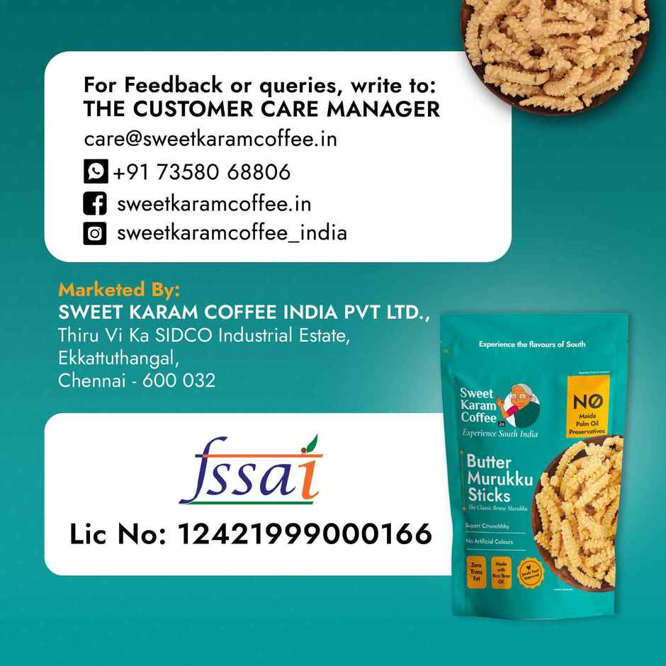 Sweet Karam Coffee Butter Murukku Crisps (Chakli) - Namkeen Snacks