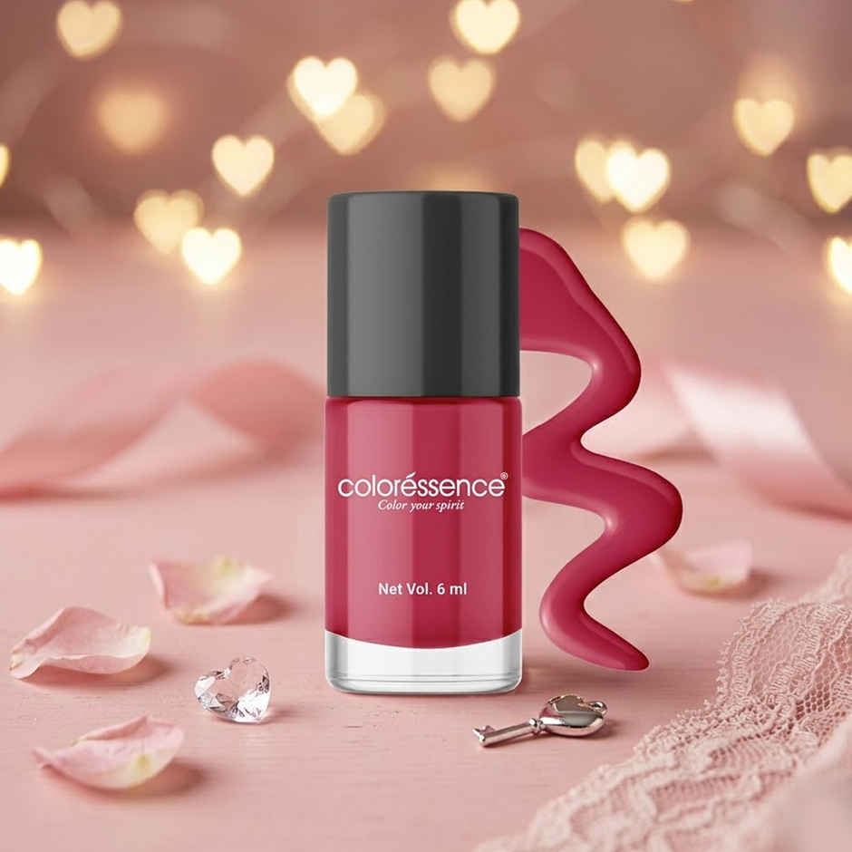 Coloressence Cute Coats Long Lasting Nail Paint, Chip Resistant, Quick Dry, 1 Swipe |Fuchsia Flame