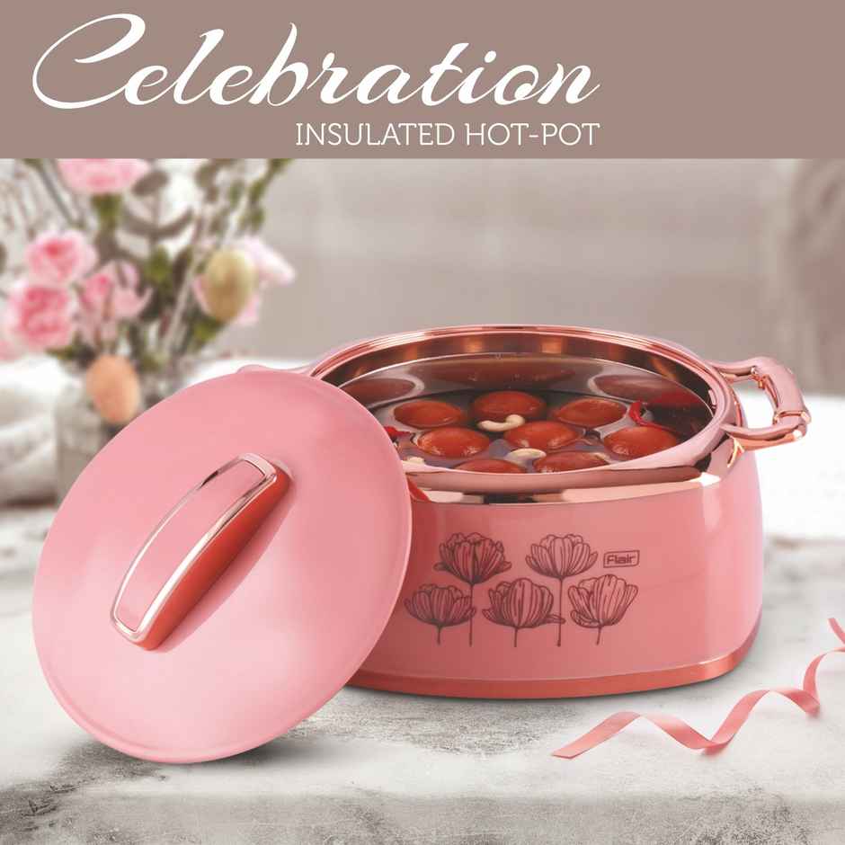Flair Celebration Insulated Inner Steel Casserole | Pink - 2L