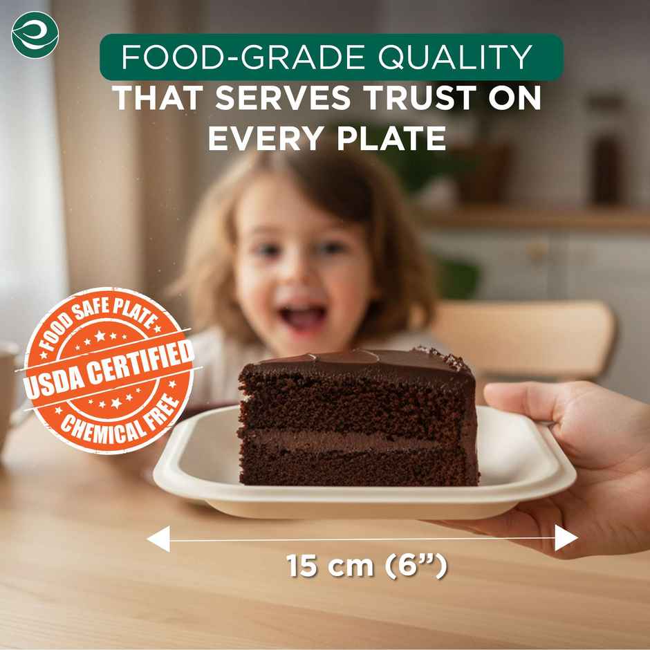 ECO SOUL | Bagasse Disposable Plates | 6 Inch | Square | 25 Count