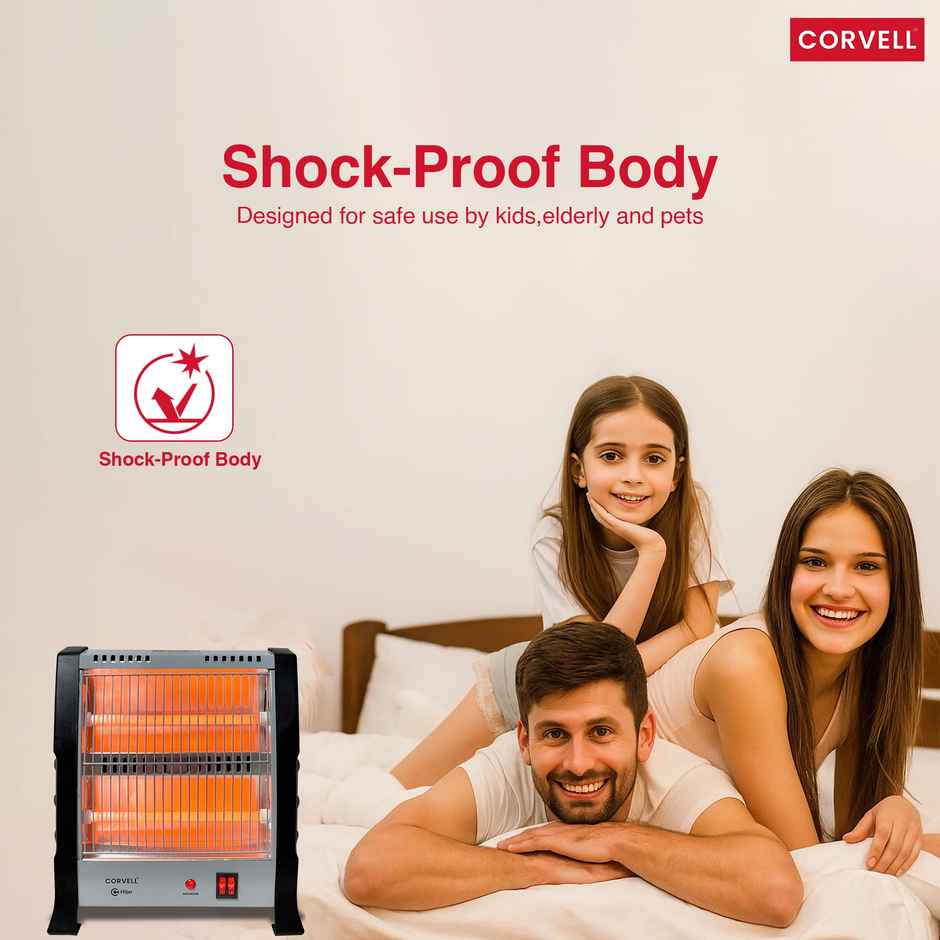 CORVELL 800W Electric Room Heater With 2 Heat Setting |Portable,Energy Efficient Quartz Room Heater