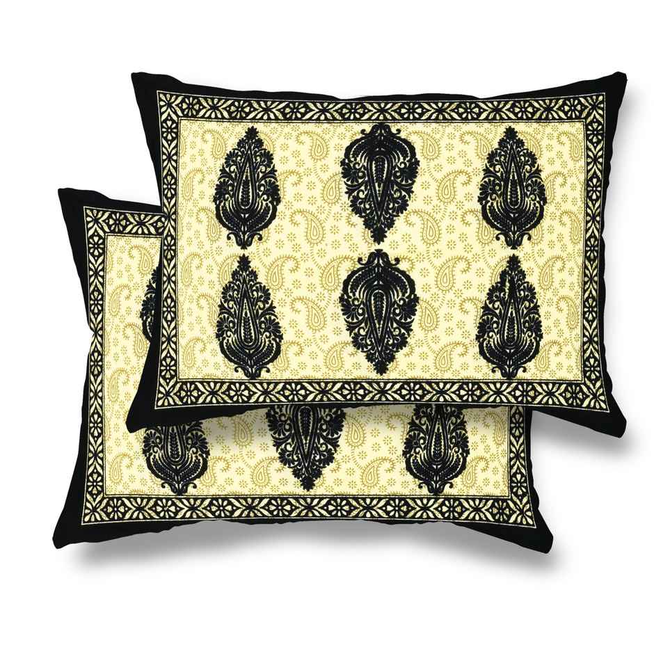 Furnofy 100% Cotton Jaipuri Print King Size Bedsheet | 90 x 108" with 2 Pillow Covers | W&B