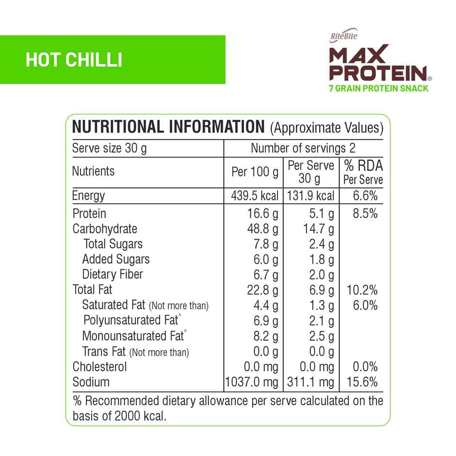 RiteBite Max Protein Hot Chilli Protein Multigrain Protein Korean Chips | 10g Protein | 4g Fiber