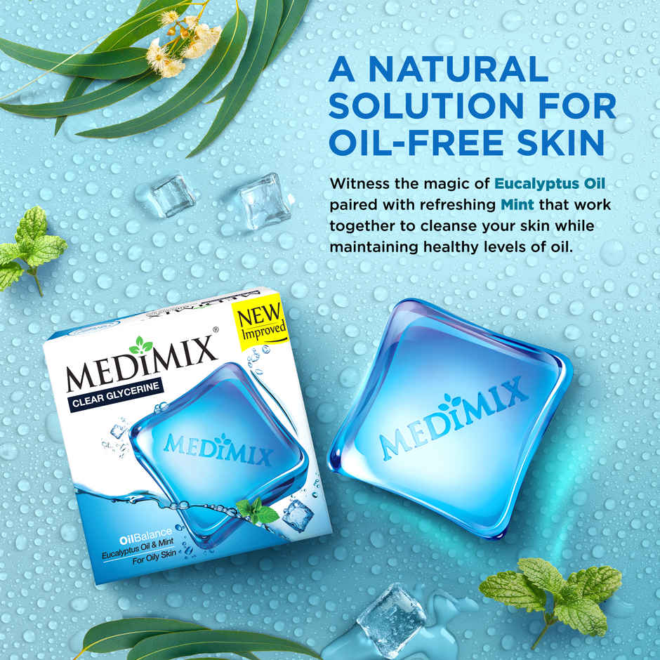 Medimix Clear Glycerine Oil Balance Soap for Oily Skin with Eucalyptus & Mint