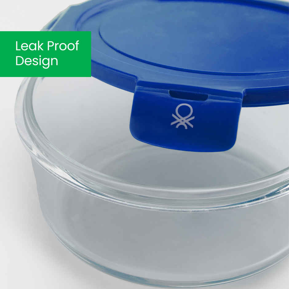 United Colors of Benetton Borosilicate Glass Food Container | Airtight Leakproof - 400 ml