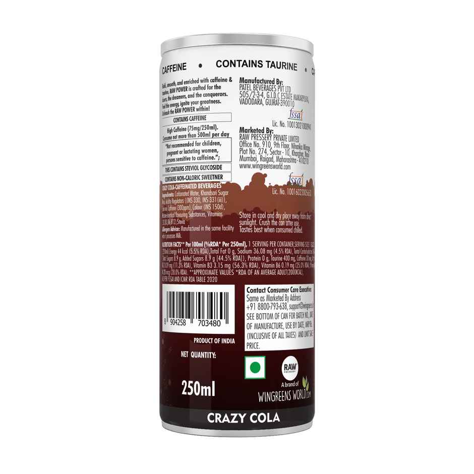 Raw Pressery Crazy Cola Energy Drink