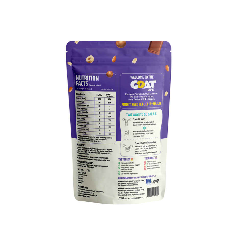 GOAT Life Choco-Nut-Crunch High-Protein Overnight Oats