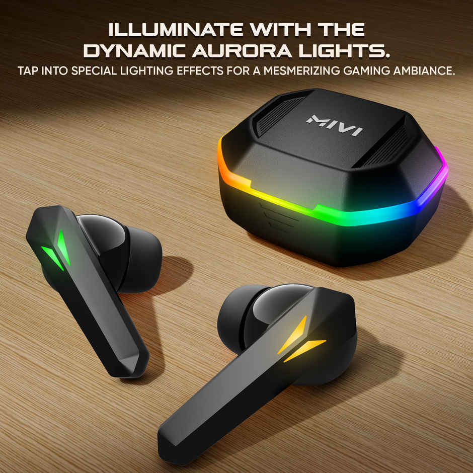 Mivi Commando X7,35Ms Low Latency,13Mm Bass,50H Playtime,Dual Mic Ai Enc,Typec,5.3 Bluetooth -Black