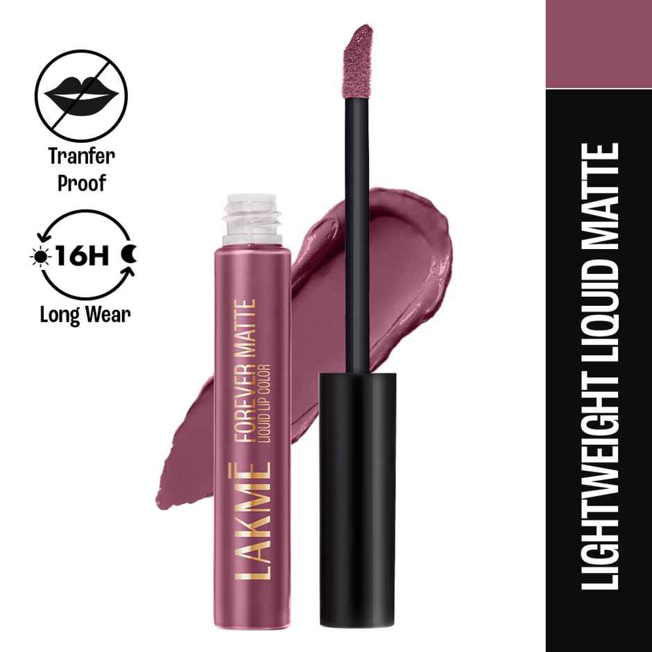 Lakme Forever Matte Liquid Lip, 16hr Lipstick, Lightweight & transferproof | Mauve Fling