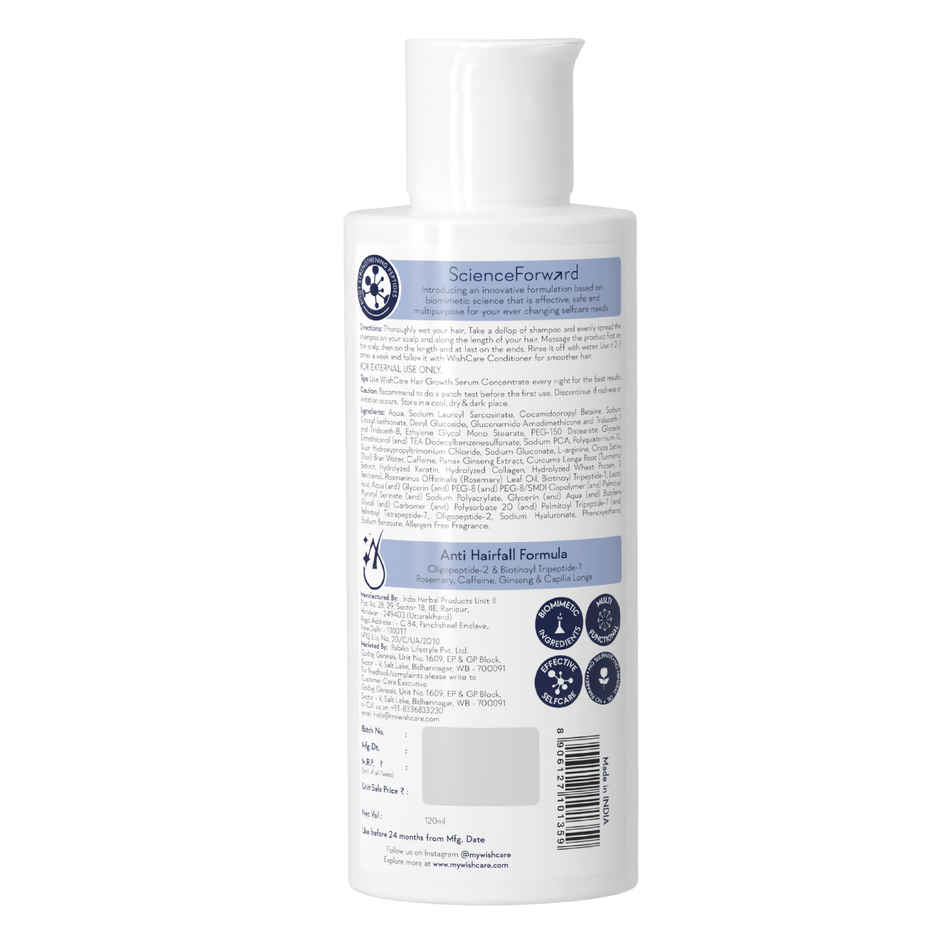 WishCare Multi Peptide Anti Hairfall Shampoo - Rice Water, Rosemary, Capilia Longa, HA & Caffeine