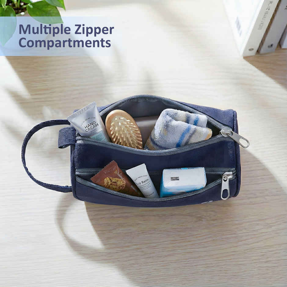 Kuber Industries 2 Main Compartment Toiletry Travel Bags Shaving Kit/Bag for Men and Women - Blue