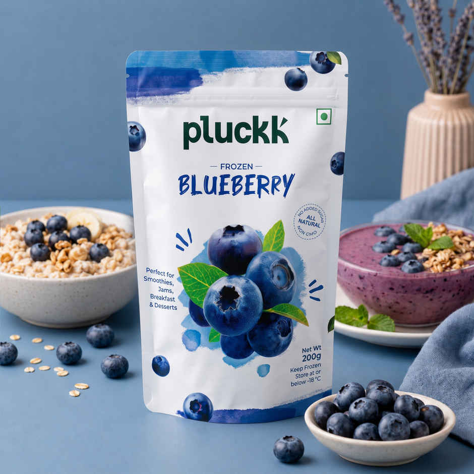 Pluckk Fresh Frozen Imported Blueberry Natural | Non Gmo | Rich In Antioxidants | Superfood Snack
