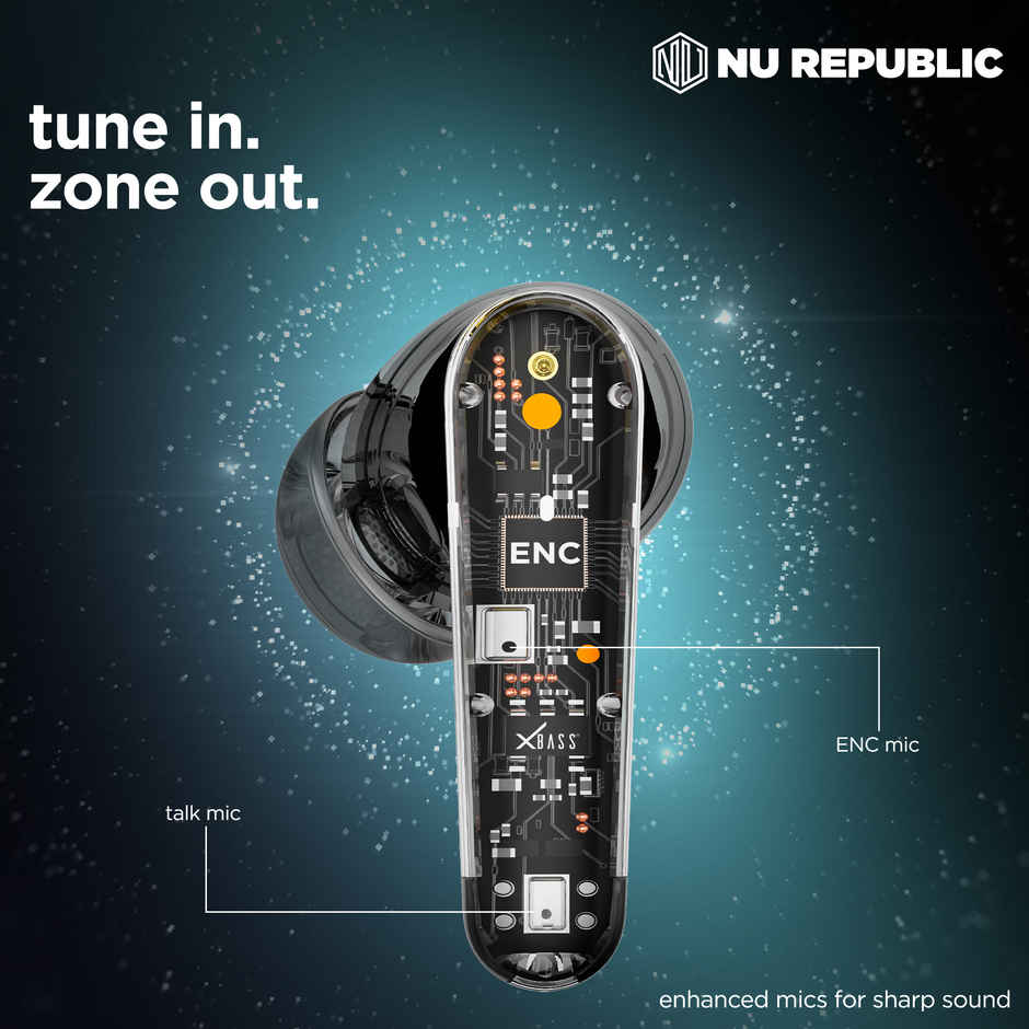 Nu Republic Epic X4 With 52 Hrs Playtime Tws Earbuds | Silver | Black