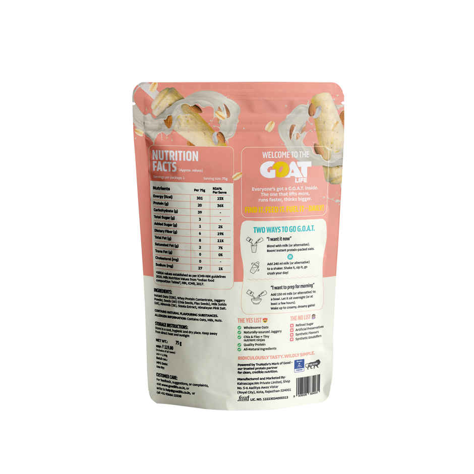 GOAT Life Almond Kulfi High-Protein Overnight Oats