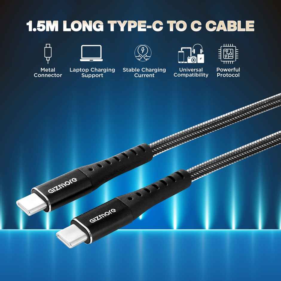 GIZMORE WCC80 80W Type-C to C Superfast Charging Cable with Fishnet Braided wire