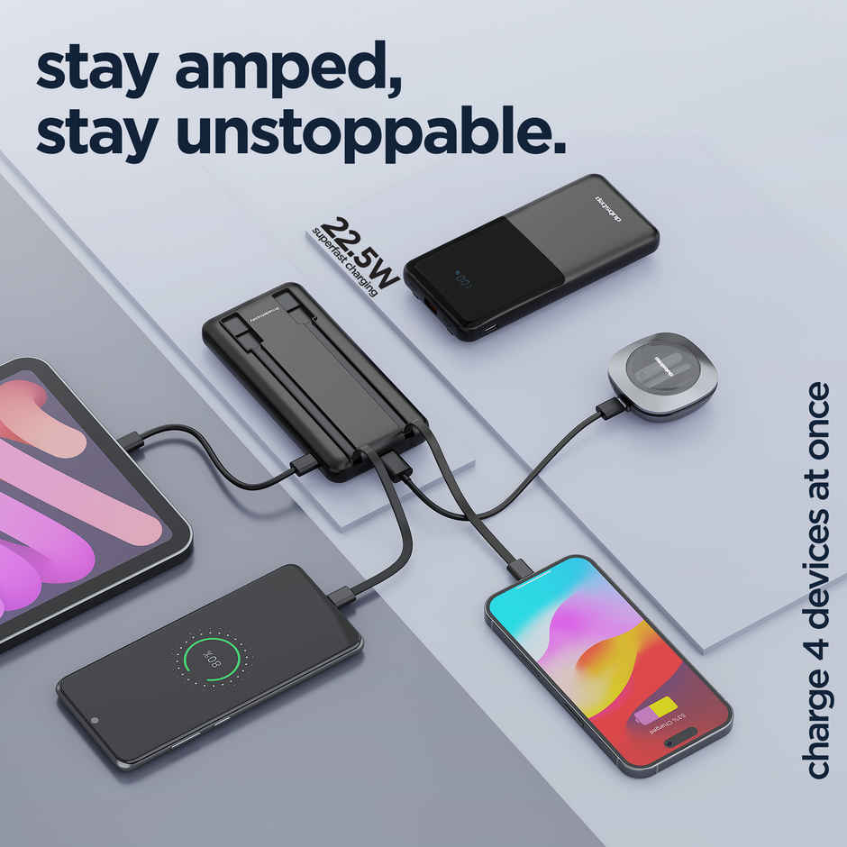 Dubstep Powerblitz X3 22-5W 10000mAh Power Bank | Type-C & Lightning | Black