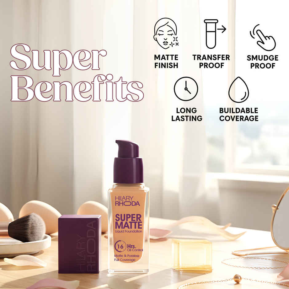 Hilary Rhoda Super Matte Liquid Foundation | Golden Tan Shade 06
