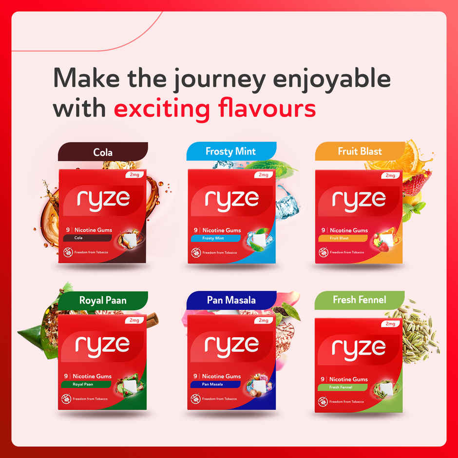Ryze Nrt 2Mg (Fruit Blast) Nicotine Gums Single Pack - 9 Gum Blister Combo  