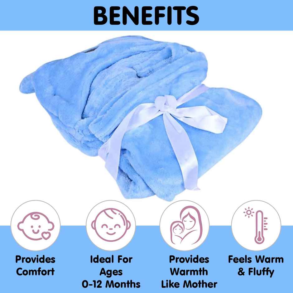 Oyo Baby Blankets New Born Combo Pack Of Soft Baby Wrapper Blue Bear