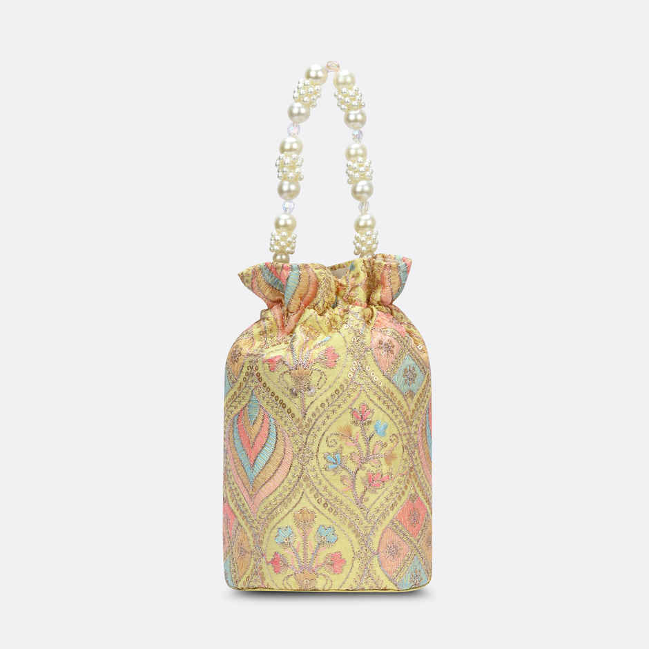 Lavie Women's Sara Structured Potli Bags For Ladies & Girls | Pouche Festive Seasons & Wedding | Medium | Ocher