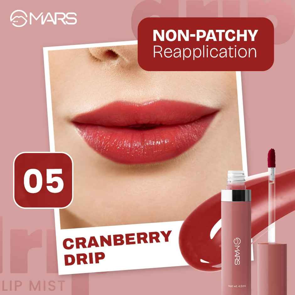 MARS Cosmetics Drip Lip Mist for Women | 4.5 ml | 05-Cranberry Drip