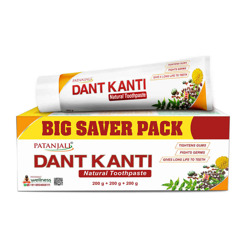 Patanjali Dant Kanti Natural Toothpaste - Herbal Oral Care, Fights Cavities and Germs